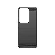 Oppo A79 / OnePlus Nord N30 SE Hoesje, MobyDefend TPU Gelcase, Geborsteld Metaal + Carbonlook, Zwart