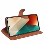 Xiaomi Redmi Note 13 5G Hoesje - MobyDefend Kunstleren Wallet Book Case (Sluiting Voorkant) - Bruin