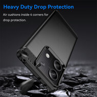Xiaomi Redmi Note 13 5G Hoesje - MobyDefend TPU Backcover - Geborstelde Metaal &amp; Carbon-Look - Zwart