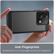 Xiaomi Redmi Note 13 5G Hoesje - MobyDefend TPU Backcover - Geborstelde Metaal &amp; Carbon-Look - Zwart