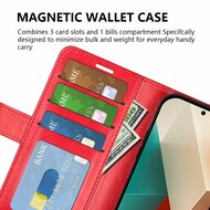 Xiaomi Redmi Note 13 5G Hoesje, MobyDefend Wallet Book Case (Sluiting Achterkant), Rood