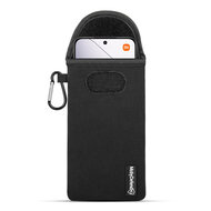 Hoesje voor Xiaomi 14, MobyDefend Neopreen Pouch Met Karabijnhaak, Insteekhoesje, Riemlus Hoesje, Zwart