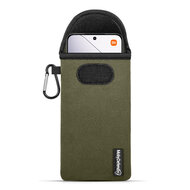 Hoesje voor Xiaomi 14, MobyDefend Neopreen Pouch Met Karabijnhaak, Insteekhoesje, Riemlus Hoesje, Groen