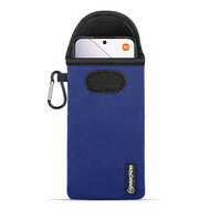 Hoesje voor Xiaomi 14, MobyDefend Neopreen Pouch Met Karabijnhaak, Insteekhoesje, Riemlus Hoesje, Blauw