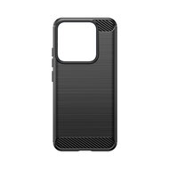 Xiaomi 14 Hoesje - MobyDefend TPU Backcover - Geborstelde Metaal &amp; Carbon-Look - Zwart