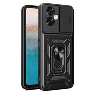 Oppo A79 / OnePlus Nord N30 SE Hoesje, MobyDefend Pantsercase Met Draaibare Ring, Zwart