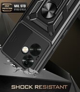 Oppo A79 / OnePlus Nord N30 SE Hoesje - MobyDefend Pantsercase Met Draaibare Ring - Zilvergrijs