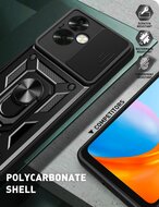 Oppo A79 / OnePlus Nord N30 SE Hoesje - MobyDefend Pantsercase Met Draaibare Ring - Blauw