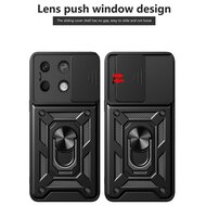 Xiaomi Redmi Note 13 5G Hoesje - MobyDefend Pantsercase Met Draaibare Ring - Zilvergrijs