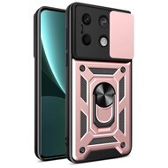 Xiaomi Redmi Note 13 5G Hoesje, MobyDefend Pantsercase Met Draaibare Ring, Ros&eacute;