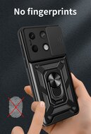 Xiaomi Redmi Note 13 5G Hoesje - MobyDefend Pantsercase Met Draaibare Ring - Blauw