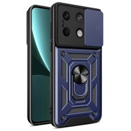 Xiaomi Redmi Note 13 5G Hoesje - MobyDefend Pantsercase Met Draaibare Ring - Blauw