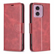 Motorola Moto G34 Hoesje, MobyDefend Wallet Book Case Met Koord, Rood