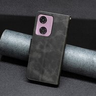 Motorola Moto G34 Hoesje, MobyDefend Wallet Book Case Met Koord, Zwart