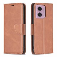Motorola Moto G34 Hoesje - MobyDefend Wallet Book Case Met Koord - Bruin