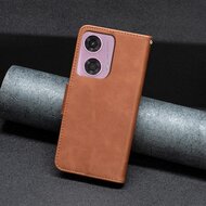 Motorola Moto G34 Hoesje - MobyDefend Wallet Book Case Met Koord - Bruin