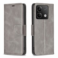 Xiaomi Redmi Note 13 4G Hoesje, MobyDefend Wallet Book Case Met Koord, Grijs