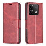 Xiaomi Redmi Note 13 5G Hoesje, MobyDefend Wallet Book Case Met Koord, Rood