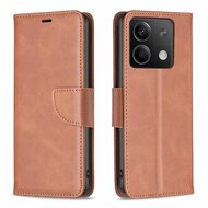 Xiaomi Redmi Note 13 5G Hoesje, MobyDefend Wallet Book Case Met Koord, Bruin