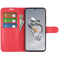 OnePlus 12 Hoesje, MobyDefend Kunstleren Wallet Book Case (Sluiting Voorkant), Rood