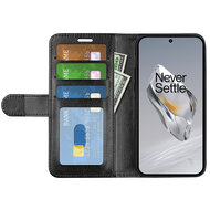 OnePlus 12 Hoesje, MobyDefend Wallet Book Case (Sluiting Achterkant), Zwart