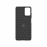 Motorola Moto G34 Hoesje, MobyDefend TPU Gelcase, Geborsteld Metaal + Carbonlook, Zwart