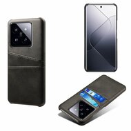 Xiaomi 14 Hoesje - MobyDefend Lederen Backcover Met Vakjes Voor Pasjes - Zwart