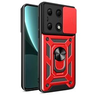 Xiaomi Redmi Note 13 Pro 4G Hoesje, MobyDefend Pantsercase Met Draaibare Ring, Rood