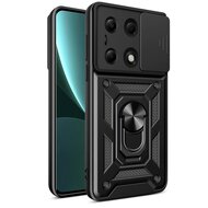 Xiaomi Redmi Note 13 Pro 4G Hoesje, MobyDefend Pantsercase Met Draaibare Ring, Zwart