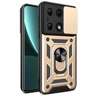 Xiaomi Redmi Note 13 Pro 4G Hoesje, MobyDefend Pantsercase Met Draaibare Ring, Goud