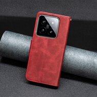 Xiaomi 14 Hoesje - MobyDefend Wallet Book Case Met Koord - Rood