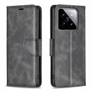 Xiaomi 14 Hoesje, MobyDefend Wallet Book Case Met Koord, Zwart