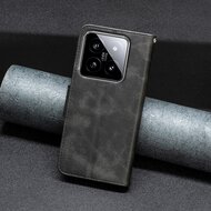 Xiaomi 14 Hoesje - MobyDefend Wallet Book Case Met Koord - Zwart
