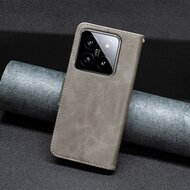 Xiaomi 14 Hoesje - MobyDefend Wallet Book Case Met Koord - Grijs