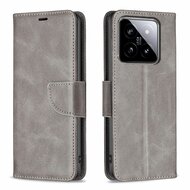 Xiaomi 14 Hoesje, MobyDefend Wallet Book Case Met Koord, Grijs