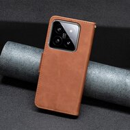 Xiaomi 14 Hoesje - MobyDefend Wallet Book Case Met Koord - Bruin