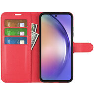 Samsung Galaxy A55 Hoesje, MobyDefend Kunstleren Wallet Book Case (Sluiting Voorkant), Rood