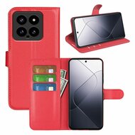 Xiaomi 14 Hoesje, MobyDefend Kunstleren Wallet Book Case (Sluiting Voorkant), Rood