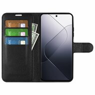Xiaomi 14 Hoesje, MobyDefend Kunstleren Wallet Book Case (Sluiting Voorkant), Zwart