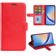 Samsung Galaxy A35 Hoesje, MobyDefend Wallet Book Case (Sluiting Achterkant), Rood