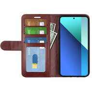 Xiaomi Redmi Note 13 4G Hoesje, MobyDefend Wallet Book Case (Sluiting Achterkant), Bruin