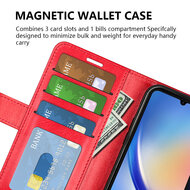 Xiaomi Redmi Note 13 4G Hoesje, MobyDefend Wallet Book Case (Sluiting Achterkant), Rood