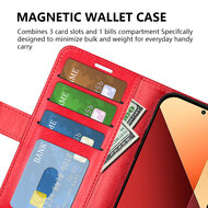 Xiaomi Redmi Note 13 Pro 4G Hoesje, MobyDefend Wallet Book Case (Sluiting Achterkant), Rood