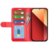 Xiaomi Redmi Note 13 Pro 4G Hoesje, MobyDefend Wallet Book Case (Sluiting Achterkant), Rood