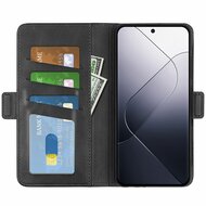 Xiaomi 14 Hoesje, MobyDefend Luxe Wallet Book Case (Sluiting Zijkant), Zwart