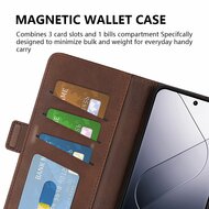 Xiaomi 14 Hoesje, MobyDefend Luxe Wallet Book Case (Sluiting Zijkant), Bruin