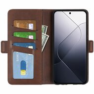 Xiaomi 14 Hoesje, MobyDefend Luxe Wallet Book Case (Sluiting Zijkant), Bruin