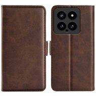 Xiaomi 14 Hoesje, MobyDefend Luxe Wallet Book Case (Sluiting Zijkant), Bruin