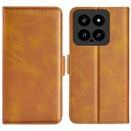 Xiaomi 14 Hoesje, MobyDefend Luxe Wallet Book Case (Sluiting Zijkant), Lichtbruin