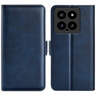 Xiaomi 14 Hoesje, MobyDefend Luxe Wallet Book Case (Sluiting Zijkant), Blauw